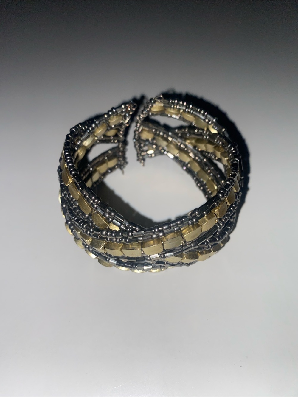 Two-Tone Gold and Silver Beaded Wrap Bracelet Bohemian Retro Hippie